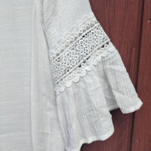 CUPSHE | White Lace Crochet Semi Sheer Bathing Suit Swim Beach Cover Up Mini - Picture 5 of 9